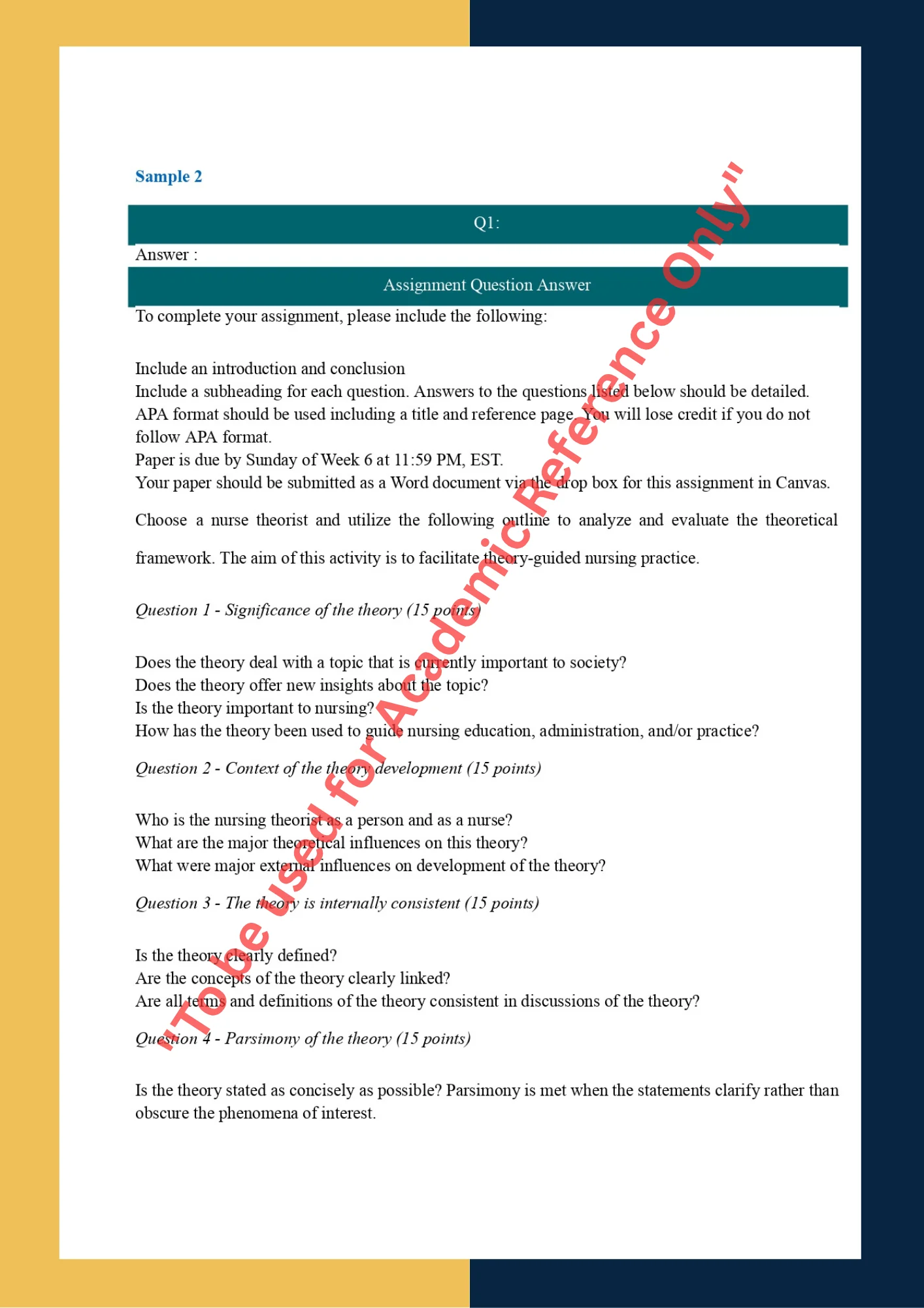 Assignment sample solution of Theoretical Critique assignment 5